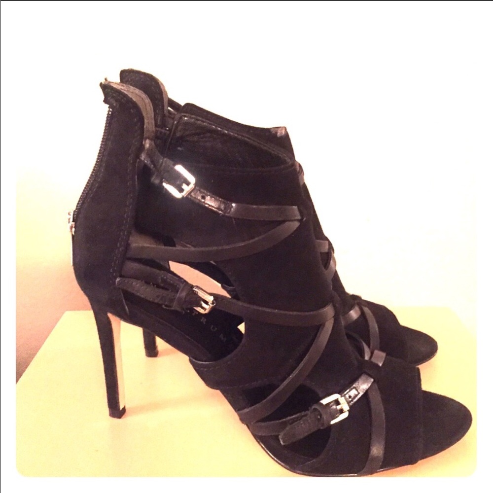 Ivanka Trump black leather and suede heels